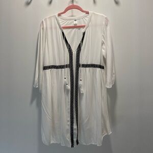 Old Navy White Dress with Black Embroidery Trim
